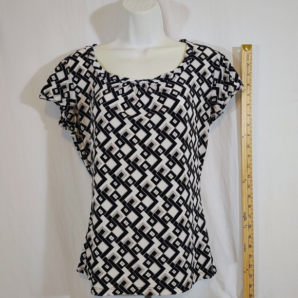 Worthington Black and White Geometric Blouse - Picture 1 of 3